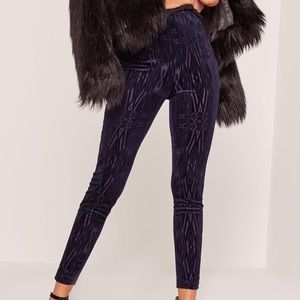 NEW Missguided Navy Velvet Leggings